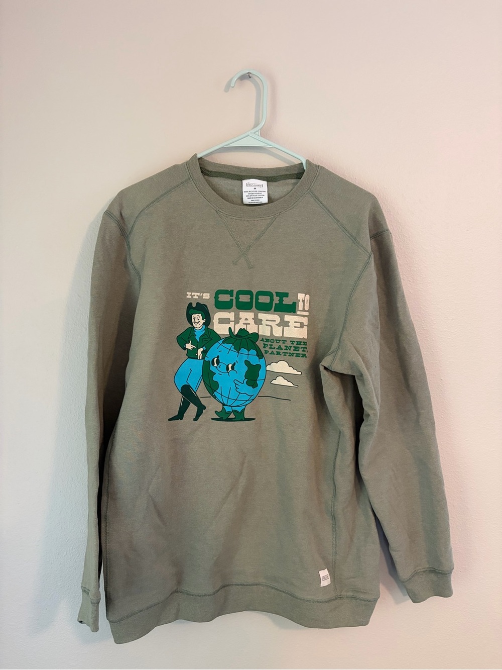Men's Sage Green Graphic Crewneck Sweatshirt - Eco Message
